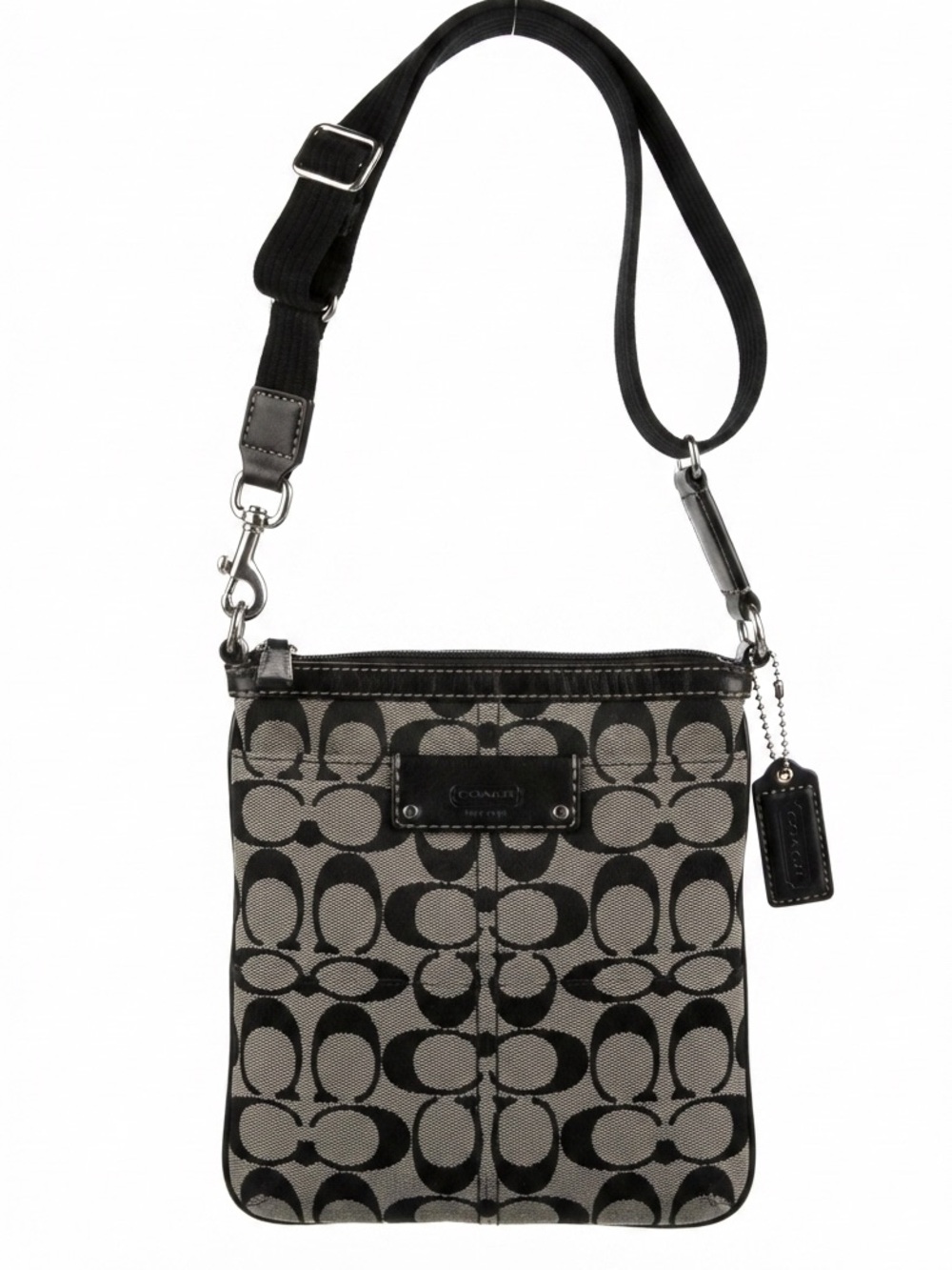 Black Grey Canva Crossbody Messenger Bag